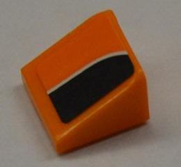 54200pb035R - Slope 30 1 x 1 x 2/3 with White Line on Orange and Black Pattern Model Right (Sticker) - Set 8125