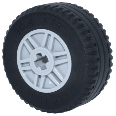 55982c03 - Wheel 18mm D. x 14mm with Axle Hole, Fake Bolts and Shallow Spokes with Black Tire 30.4 x 14 Solid (55982 / 58090)