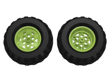 56908c01 - Wheel 43.2mm D. x 26mm Technic Racing Small, 6 Pin Holes with Black Tire 81.6 x 38 R Balloon (56908 / 45982)