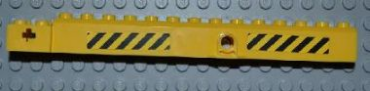 57779pb004 - Crane Arm Outside, Wide with Pin Hole at Mid-Point with Black and Yellow Danger Stripes Pattern on Both Sides (4 Stickers) - Set 4645