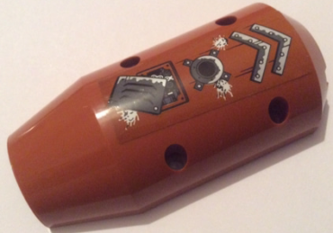 57792pb05L - Vehicle, Tipper Drum 3 x 6 x 10 Half with 4 Pin Holes with Metal Plates with Rivets and Exploding Air Vent Pattern Model Left Side (Sticker) - Set 70605