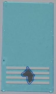 57895pb012 - Glass for Window 1 x 4 x 6 with Dog Head on 4 White Stripes Pattern (Sticker) - Set 7498