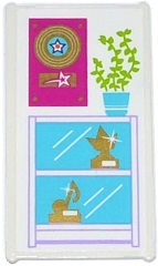 57895pb033 - Glass for Window 1 x 4 x 6 with Gold Vinyl Record on Plaque, Plant and Trophy Cabinet Pattern (Sticker) - Set 41103
