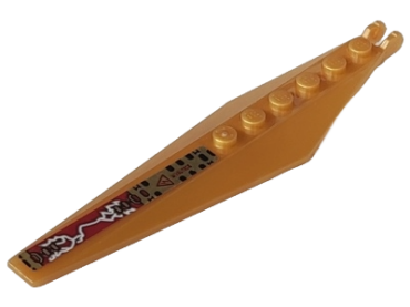 57906pb006 - Hinge Plate 3 x 12 with Angled Side Extensions and Tapered Ends with Dark Red Electricity Danger Sign and 'HI VOLTAGE' Pattern (Sticker) - Set 8107
