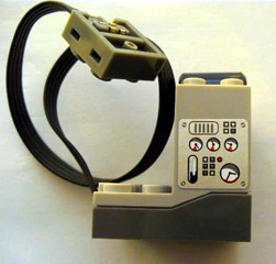 58123c01pb01 - Electric Power Functions Receiver Unit with Dark Bluish Gray Bottom with Gauges Pattern on Both Sides (Stickers) - Set 3677