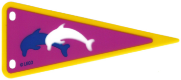 5845pls01 - Plastic Part for Set 5845 - Dark Pink and Yellow Pennant Flag with Blue and White Dolphins Pattern