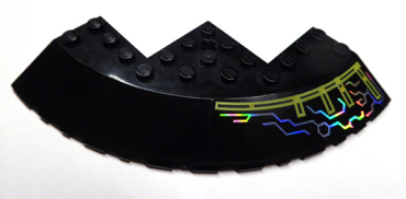 58846pb08R - Brick, Round Corner 10 x 10 with Slope 33 Edge, Axle Hole, Facet Cutout with Iridescent Mirrored Circuit Pattern Model Right Side (Sticker) - Sets 7644 / 7646 / 7649