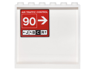 59349pb102 - Panel 1 x 6 x 5 with Red Sign with 'AIR TRAFFIC CONTROL', '90', 'J', 'B', 'C', 'R' and Arrows Pattern on Inside (Sticker) - Set 76051