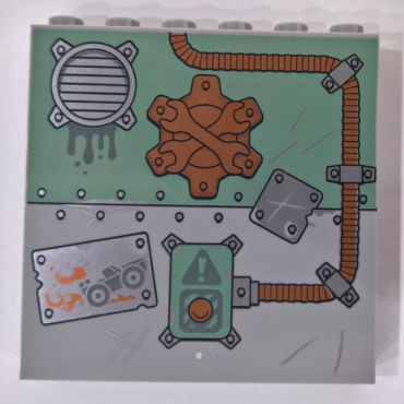 59349pb153 - Panel 1 x 6 x 5 with Metal Plates, Wrenches, Grille, Vehicle and Warning Sign with Button and Tube Pattern