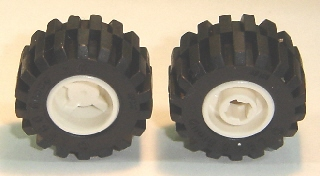 6014bc03 - Wheel 11mm D. x 12mm, Hole Notched for Wheels Holder Pin with Black Tire Offset Tread Small Wide, Raised Groove (6014b / 60700)