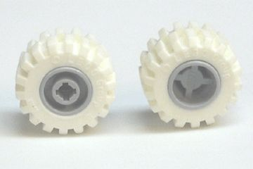 6014bc06 - Wheel 11mm D. x 12mm, Hole Notched for Wheels Holder Pin with White Tire Offset Tread Small Wide, Raised Groove (6014b / 60700)