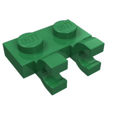 60470 - Plate, Modified 1 x 2 with 2 U Clips (Horizontal Grip)