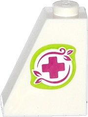 60481pb003L - Slope 65 2 x 1 x 2 with Magenta Cross and Leaves in Lime Border Pattern Model Left Side (Sticker) - Set 41036