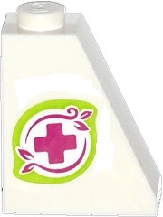 60481pb003R - Slope 65 2 x 1 x 2 with Magenta Cross and Leaves in Lime Border Pattern Model Right Side (Sticker) - Set 41036