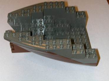 6052c05 - Boat, Hull Small Stern 14 x 12 x 5 1/3 with Dark Gray Top (6052 / 6053)