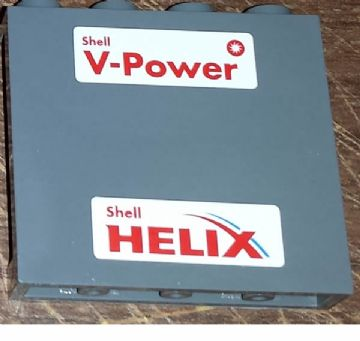 60581pb041 - Panel 1 x 4 x 3 with Side Supports - Hollow Studs with Red 'Shell V-Power' and 'Shell HELIX' Pattern (Stickers) - Set 30196