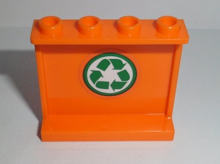 60581pb058 - Panel 1 x 4 x 3 with Side Supports - Hollow Studs with Green Recycling Arrows Pattern on Inside (Sticker) - Set 60118