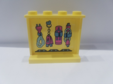 60581pb116 - Panel 1 x 4 x 3 with Side Supports - Hollow Studs with Plug and Flash Drives Pattern (Sticker) - Set 41329