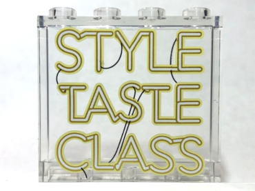 60581pb193 - Panel 1 x 4 x 3 with Side Supports - Hollow Studs with 'STYLE TASTE CLASS' Neon Sign Pattern