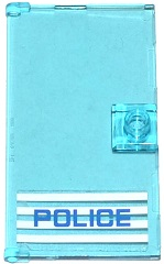 60616pb009R - Door 1 x 4 x 6 with Stud Handle with 'POLICE' Blue on White Stripes Thin Font Pattern Handle on Right (Sticker) - Set 60047