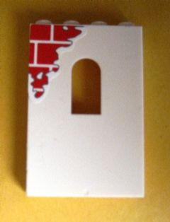 60808pb003 - Panel 1 x 4 x 5 with Window with Red Bricks Pattern Top Left (Sticker) - Set 6242