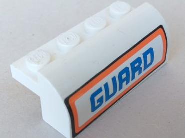 6081pb011 - Slope, Curved 2 x 4 x 1 1/3 with 4 Recessed Studs with 'GUARD' Pattern (Sticker) - Set 7738