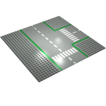 608p01 - Baseplate, Road 32 x 32 9-Stud T Intersection with Road Pattern