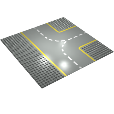608p03 - Baseplate, Road 32 x 32 9-Stud T Intersection with Yellow Lines Pattern