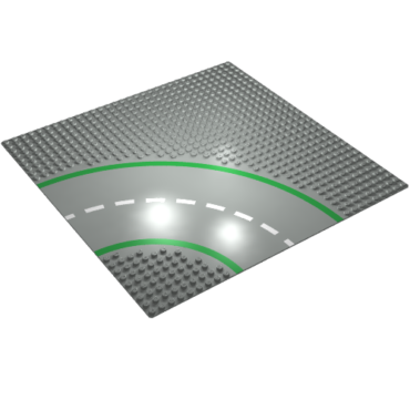 609p01 - Baseplate, Road 32 x 32 9-Stud Curve with Road Pattern