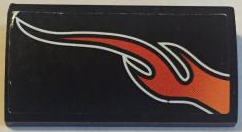 61068pb018R - Slope, Curved 2 x 4 x 2/3 without Bottom Tubes with Orange Flame Model Right Side Pattern (Sticker) - Set 8164