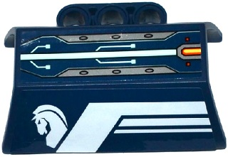 61069pb008L - Technic, Panel Engine Block Half / Side Intake with White Stripes, Horse Head and Circuitry Pattern Model Left Side (Stickers) - Set 70312