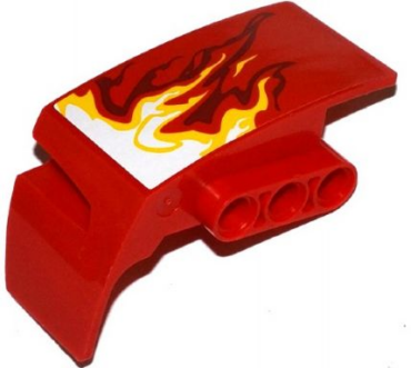 61070pb006 - Technic, Panel Car Mudguard Right with White, Yellow and Dark Red Flames Pattern (Sticker) - Set 70727