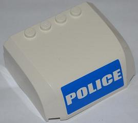 61484pb005 - Windscreen 5 x 6 x 2 Curved Top Canopy with 4 Studs with White 'POLICE' on Blue Background Pattern (Sticker) - Set 7288