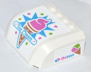 61484pb009 - Windscreen 5 x 6 x 2 Curved Top Canopy with 4 Studs with 'Ice Cream' on Front and Octan Pattern on Both Sides (Stickers) - Set 70804