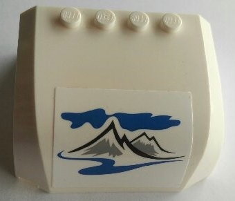 61484pb016 - Windscreen 5 x 6 x 2 Curved Top Canopy with 4 Studs with Sky, Mountains and River on White Background Pattern (Sticker) - Set 60182