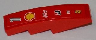 61678pb022 - Slope, Curved 4 x 1 with Number 1, Shell, Alice, Bridgestone, Fiat and Ferrari Logos Pattern (Sticker) - Set 8123