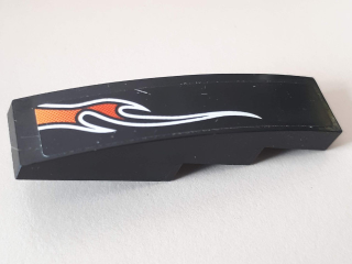 61678pb102R - Slope, Curved 4 x 1 with Small Orange and Red Flame Pattern Model Right Side (Sticker) - Set 8164