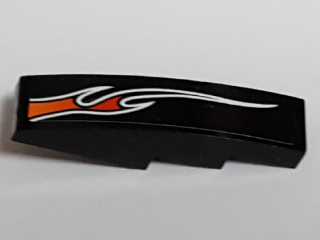 61678pb103L - Slope, Curved 4 x 1 with Large Orange and Red Flame Pattern Model Left Side (Sticker) - Set 8164