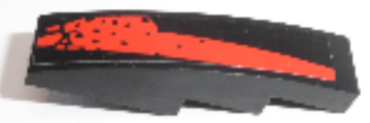 61678pb127L - Slope, Curved 4 x 1 with Red Stripe with Splotches Pattern Model Left Side (Sticker) - Set 8864