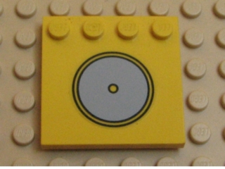 6179pb012 - Tile, Modified 4 x 4 with Studs on Edge with Light Gray Circle / Stove Plate Pattern (Sticker) - Set 5848