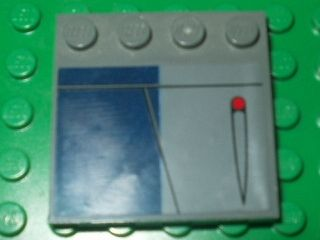 6179pb033R - Tile, Modified 4 x 4 with Studs on Edge with Lines, Red Dot, and Dark Blue Rectangle Pattern Model Right Side (Sticker) - Set 8016