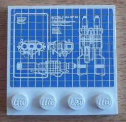 6179pb050 - Tile, Modified 4 x 4 with Studs on Edge with Blueprints Pattern (Sticker) - Set 8424