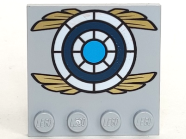 6179pb054 - Tile, Modified 4 x 4 with Studs on Edge with Blue and White Target with Gold Wings Pattern