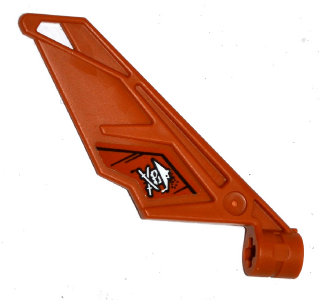 61800pb04R - Bionicle Wing Small / Tail with Axle Hole with Ninja Skull with Crossed Swords Pattern on Right Side (Sticker) - Set 70600
