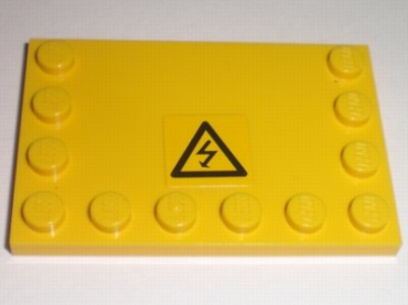 6180pb026 - Tile, Modified 4 x 6 with Studs on Edges with Black Utility Arrow in Triangle Pattern (Sticker) - Set 7632