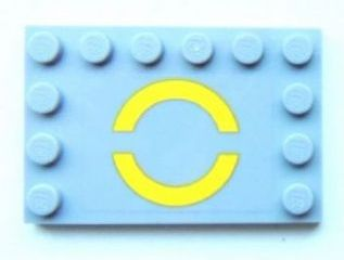 6180pb070 - Tile, Modified 4 x 6 with Studs on Edges with Yellow SW Semicircles Pattern (Sticker) - Set 8098