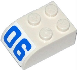 6215pb03 - Slope, Curved 3 x 2 with 4 Studs with Blue '06' Pattern (Sticker) - Set 60046