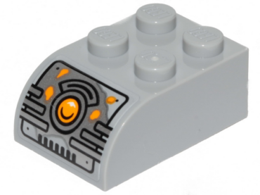 6215pb07 - Slope, Curved 3 x 2 with 4 Studs with Juicer Controls and Bright Light Orange Button Pattern (Sticker) - Set 40336