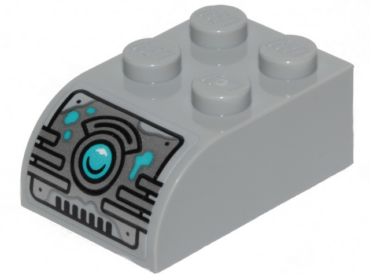 6215pb08 - Slope, Curved 3 x 2 with 4 Studs with Juicer Controls and Medium Azure Button Pattern (Sticker) - Set 40336