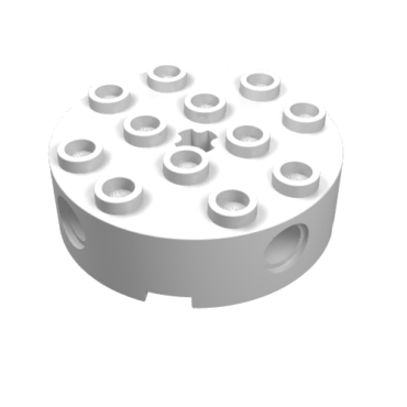 6222 - Brick, Round 4 x 4 with 4 Side Pin Holes and Center Axle Hole